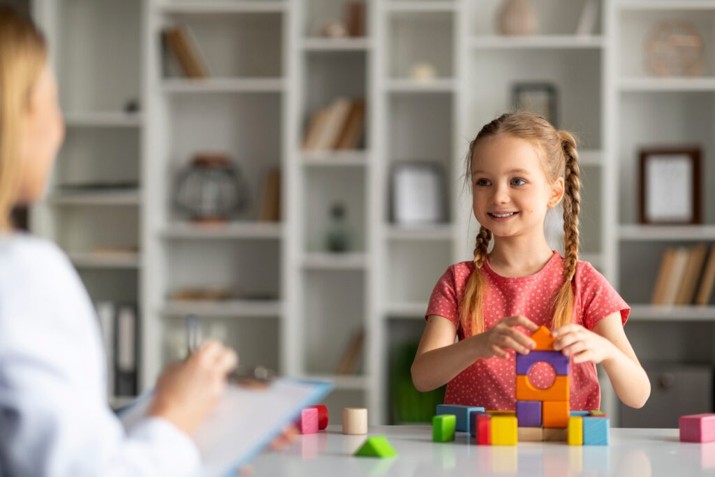 Child playing with bricks
